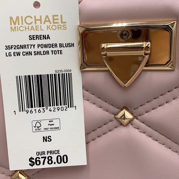 MICHAEL KORS SERENA LARGE EAST WEST CHAIN SHOULDER TOTE POWDER BLUSH COLOR - Picture 5 of 16
